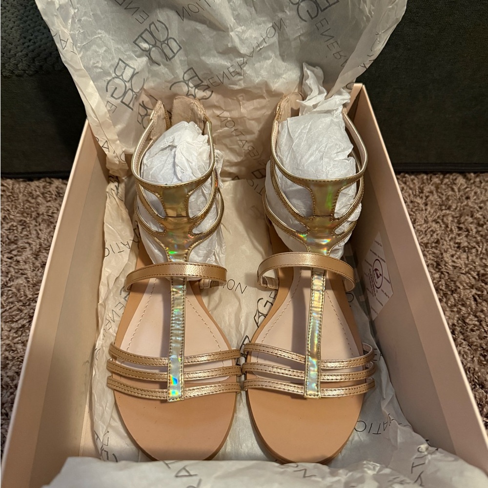 BCBGeneration Elegant Gold Strappy Sandals